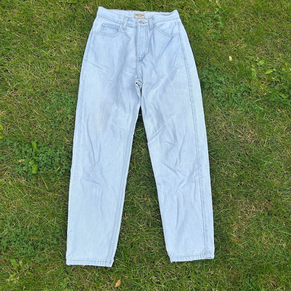 Vintage 80s Guess Jeans Womens Sz 28 Light Blue Denim 1050 Faded Mom Made in USA - Picture 2 of 9